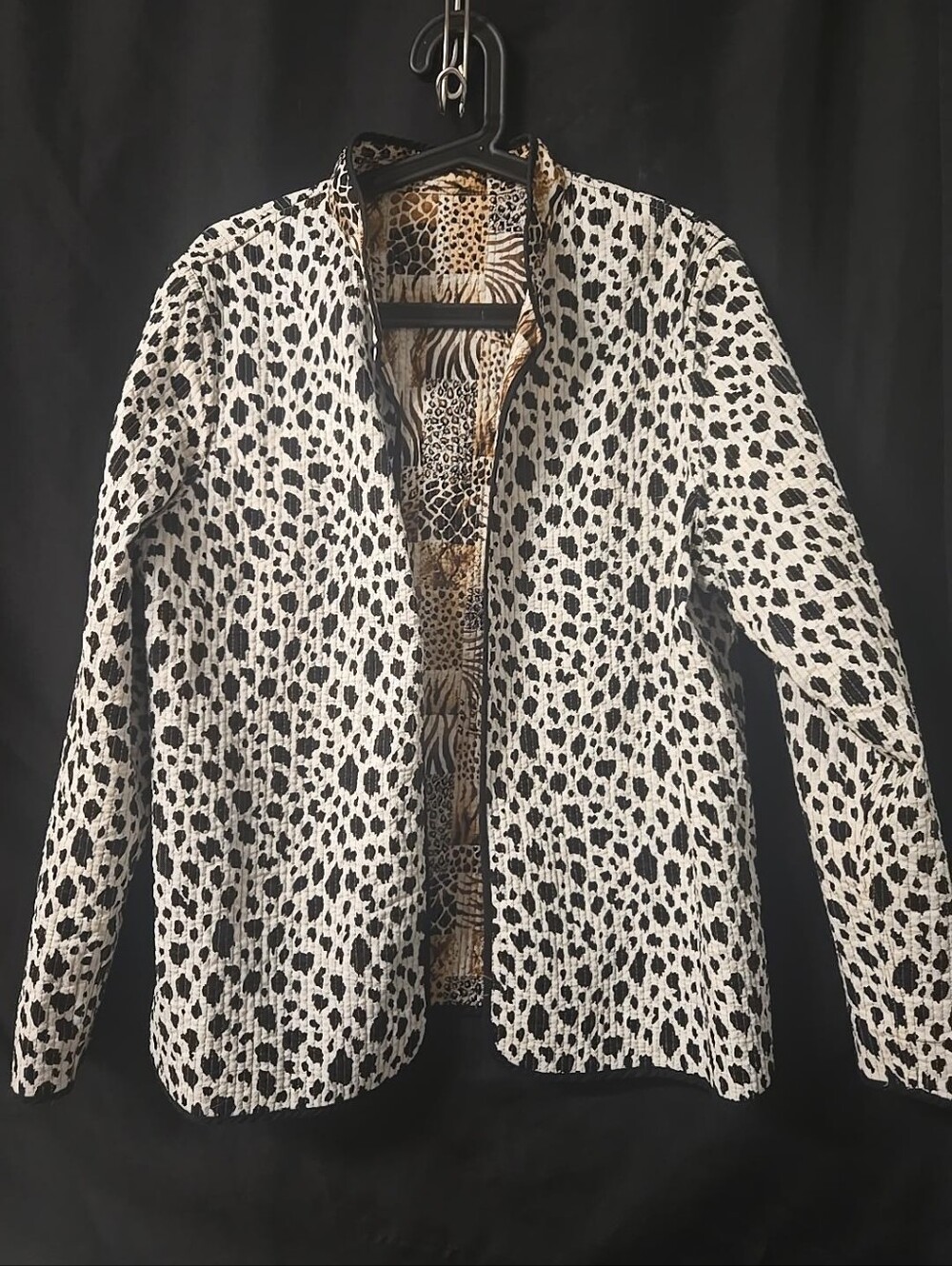 Reversible Animal Print Quilted Jacket Leopard Zebra Safari Lightweight